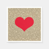 Rode Hart Lief Valentijnsdag Rustieke Gouden Glitt Servet (Voorkant)