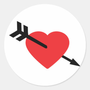 Rode Hart Liefde Amor Arrow Ronde Sticker