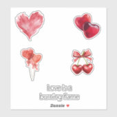 Rode Hart Liefde Brandende Vlam Sticker (Vel)