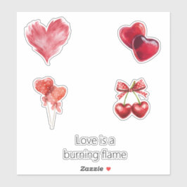 Rode Hart Liefde Brandende Vlam Sticker