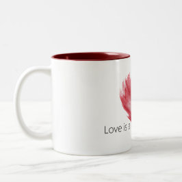 Rode Hart Liefde Brandende Vlam Tweekleurige Koffiemok