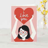 Rode Hart Liefde Nep Goud Folie Kaart (Gele Bloem)