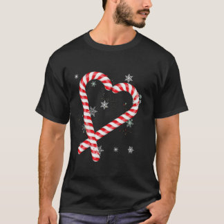 Rode hart Liefde Santa Candy Cane Bijpassende Kers T-shirt