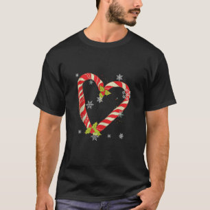 Rode hart Liefde Santa Candy Cane Bijpassende Kers T-shirt