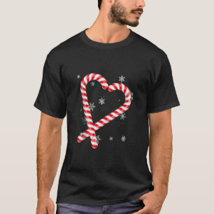 Rode hart Liefde Santa Candy Cane Bijpassende Kers T-shirt