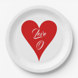Rode Hart Liefde Valentijnsdag Naam & Monogram Papieren Bordje