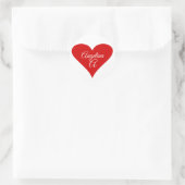 Rode Hart Liefde Valentijnsdag Naam & Monogram Ronde Sticker (Tas)