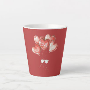 Rode Hart Liefdesballonnen Latte Mok