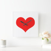 Rode Hart Liefdevolle Valentijnsdag Wit Aangepaste Vierkante Klok (Huis)