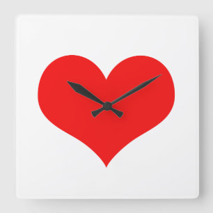 Rode Hart Liefdevolle Valentijnsdag Wit Aangepaste Vierkante Klok