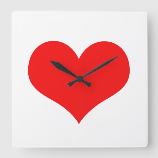 Rode Hart Liefdevolle Valentijnsdag Wit Aangepaste Vierkante Klok (Voorkant)