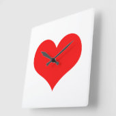 Rode Hart Liefdevolle Valentijnsdag Wit Aangepaste Vierkante Klok (Hoek)