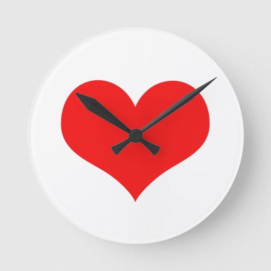 Rode Hart Liefdevolle Valentijnsdag Witte Aangepas Ronde Klok (Voorkant)
