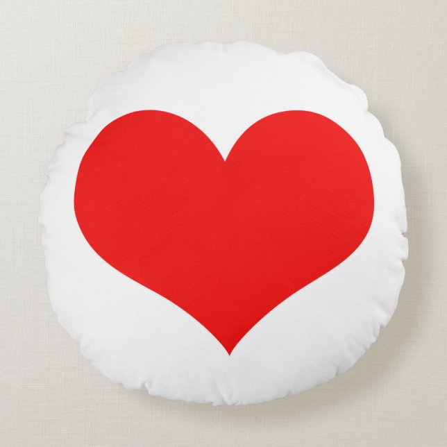 Rode Hart Lieve Valentijnsdag Aangepaste Kleur Wit Rond Kussen (Voorkant)