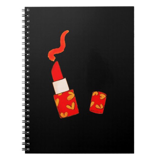Rode Hart Lippenstift Pop Art Design Notitieboek (Voorkant)