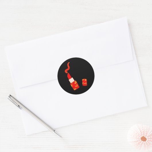 Rode Hart Lippenstift Pop Art Design Ronde Sticker (Envelop)