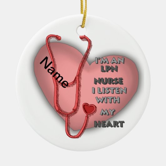 Rode Hart LPN-verpleegster Keramisch Ornament (Voorkant)
