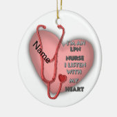 Rode Hart LPN-verpleegster Keramisch Ornament (Links)