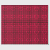 Rode Hart met Amarant Weefpatroon Cadeaupapier (Vlak)