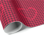 Rode Hart met Amarant Weefpatroon Cadeaupapier (Rol Hoek)