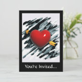 Rode Hart met Aquarel Achtergrond Schilderij Kaart (Staand voorkant)