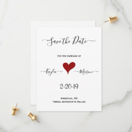 Rode Hart | Met de Hand Geschreven Huwelijksaanpas Save The Date