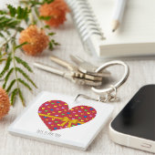 Rode Hart Met Een Boog Acrylaat Sleutelhanger (Voorkant Rechts)