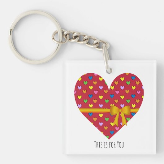 Rode Hart Met Een Boog Acrylaat Sleutelhanger (voorkant)