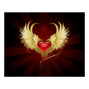 Rode Hart met Gouden Vleugels Perfect Poster