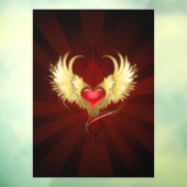 Rode Hart met Gouden Vleugels Raamsticker (Vel 3)