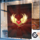 Rode Hart met Gouden Vleugels Raamsticker (Cafe Raam)