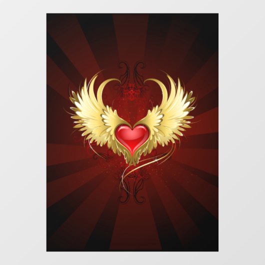 Rode Hart met Gouden Vleugels Raamsticker (Vel)