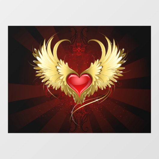 Rode Hart met Gouden Vleugels Raamsticker (Vel)