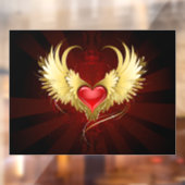 Rode Hart met Gouden Vleugels Raamsticker (Vel 2)