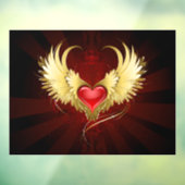 Rode Hart met Gouden Vleugels Raamsticker (Vel 3)