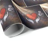 Rode Hart met Handen Graffiti Op een Bakstenen Muu Cadeaupapier (Rol Hoek)