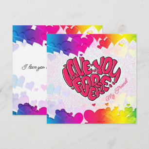 Rode Hart met het woord Love You Forever Valentijn Feestdagenkaart