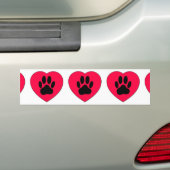 Rode Hart Met Hond Pootafdruk Bumpersticker (Op auto)