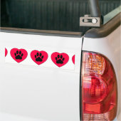 Rode Hart Met Hond Pootafdruk Bumpersticker (Op Truck)