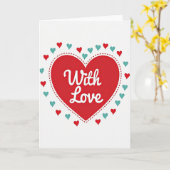 Rode Hart Met Liefdeskaart Kaart (Gele Bloem)