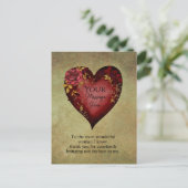 Rode Hart Met Rozen Bewerkbaar Briefkaart (Staand voorkant)