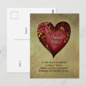 Rode Hart Met Rozen Bewerkbaar Briefkaart (Voorkant / Achterkant)
