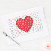 Rode hart met spikkels patroon klassieke ronde sti rechthoekige sticker (Envelop)