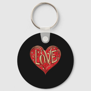 Rode Hart Met Tekst Die Zegt Liefde Valentijnsdag Sleutelhanger