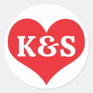Rode Hart Met Uw Tekst of Naam Monogram Initiaal Ronde Sticker