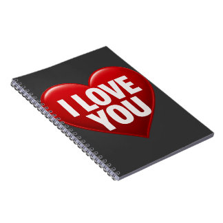 Rode Hart met Witte "I LOVE YOU" Typografie Kust Notitieboek