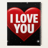 Rode Hart met witte "I LOVE YOU" typografie kust Planner (Achterkant)
