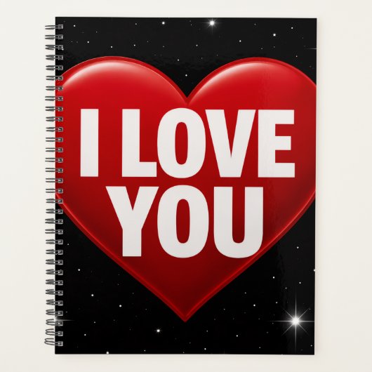 Rode Hart met witte "I LOVE YOU" typografie kust Planner (Voorkant)