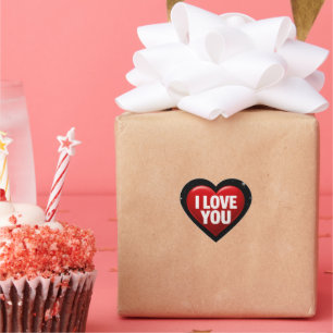 Rode Hart met Witte "I LOVE YOU" Typografie Kust Sticker