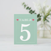 Rode Hart Mint Groene Trouwtafel Aantal Kaarten (Staand voorkant)